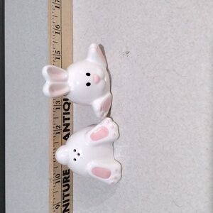 Ceramic Bunny Salt and Pepper Shakers - White and Pink